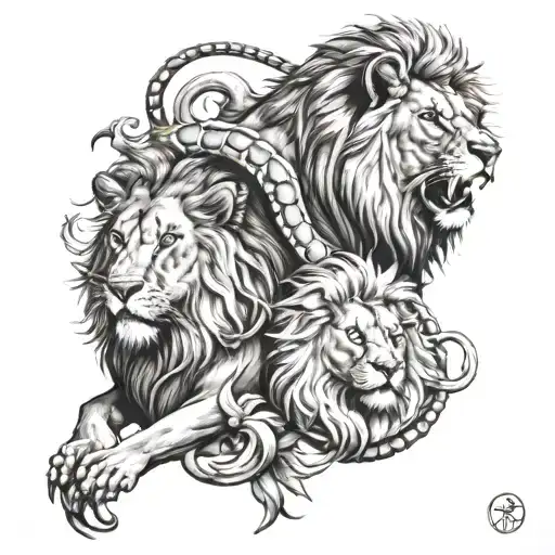 A Realistic Tattoo Featuring A Scorpion And A Lion