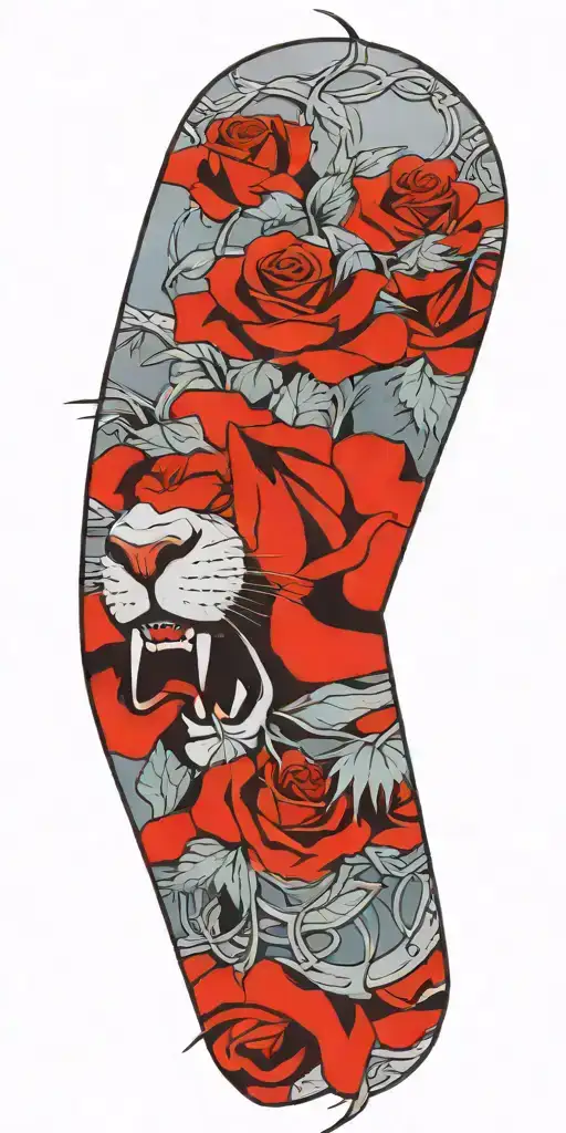 Armor Of Godand Lion Face With Thorns And A Rose