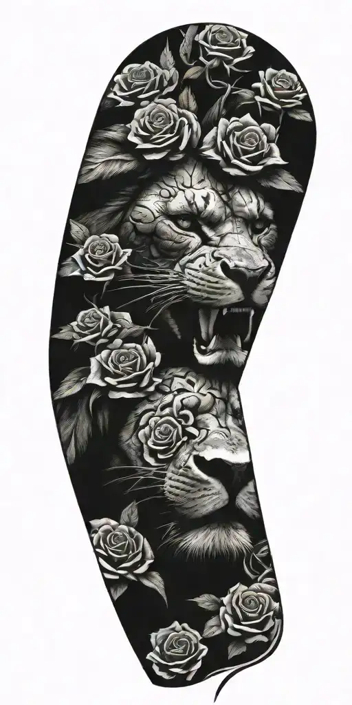 Armor Of Godand Lion Face With Thorns And A Rose