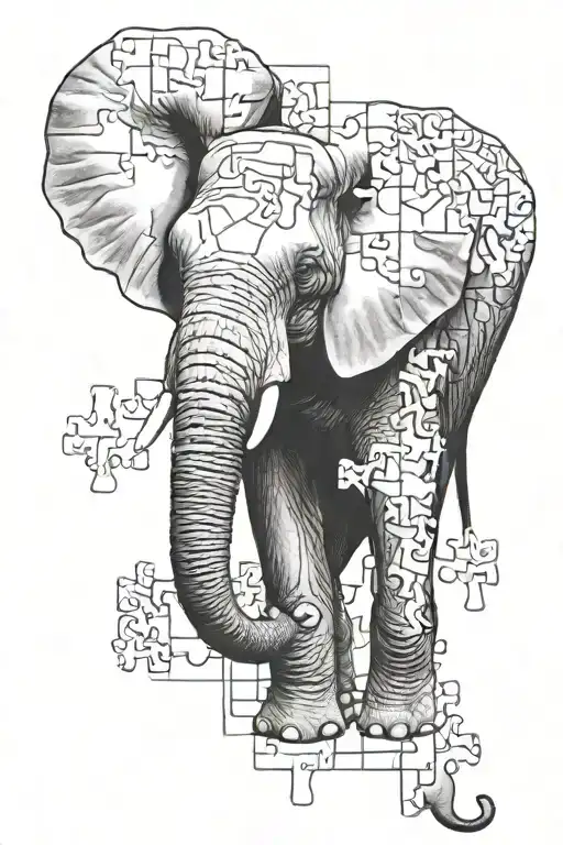 Elephant And Puzzle Pieces