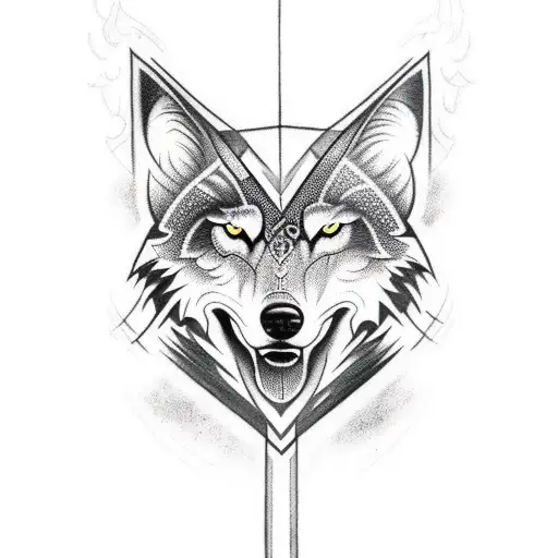 Full Arm Dark Design An Norse Mitology Tattoo With Elements Of Wolf Or Crow