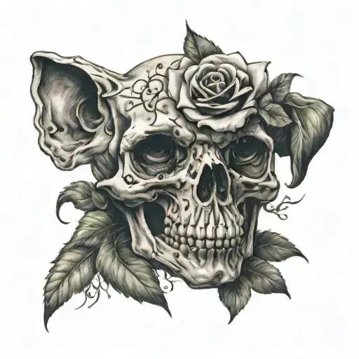 Skull Rose Dog