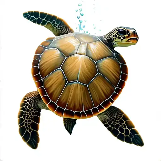 Sea Turtle Swimming Underwater