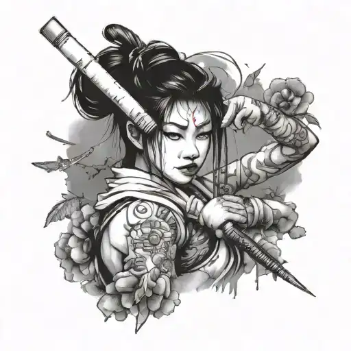 Damaged Samurai Girl Pills Syringe Amphetamines