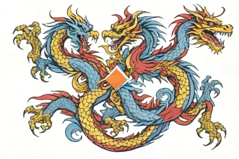 Filipino Dragon With Filipino Flag Intertwined