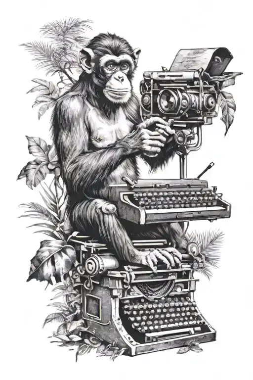 Monkey On A Typewriter In The Jungle