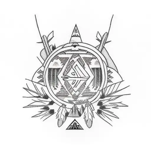 Native American Landscape With A Little Camp