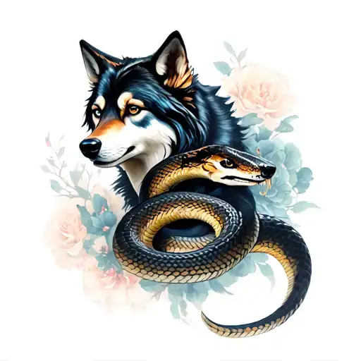 Geisha Wolf And Snake Wrapped