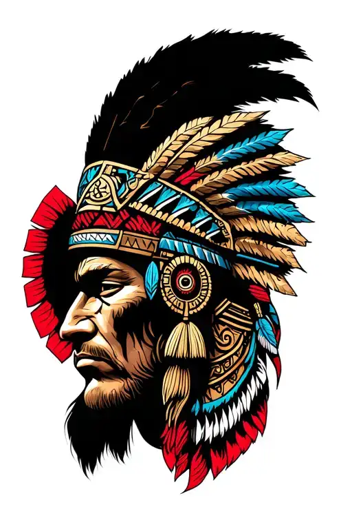 Aztec Warrior Face Surrounded