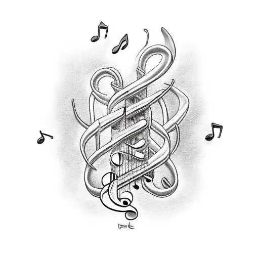 Musical Notes Intertwined With A Scorpio