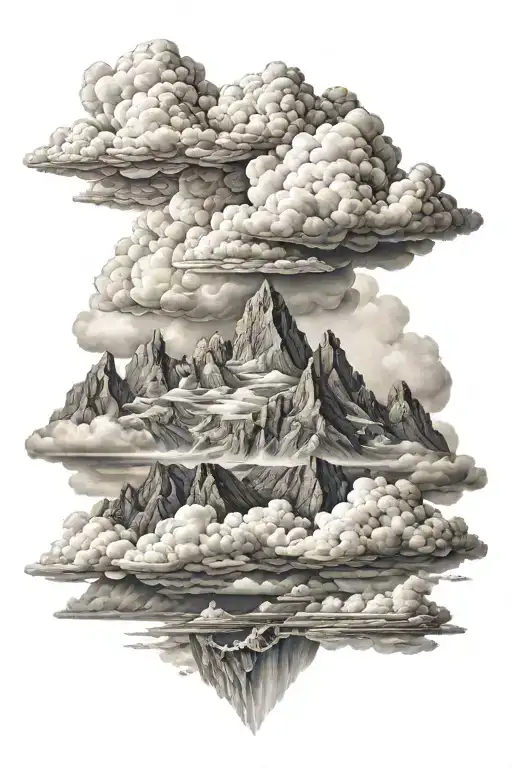 Heavenly Cloud Landscape Over Mountains