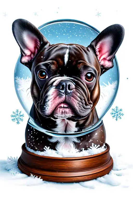 Blue Brindle French Bulldog In A Snowglobe