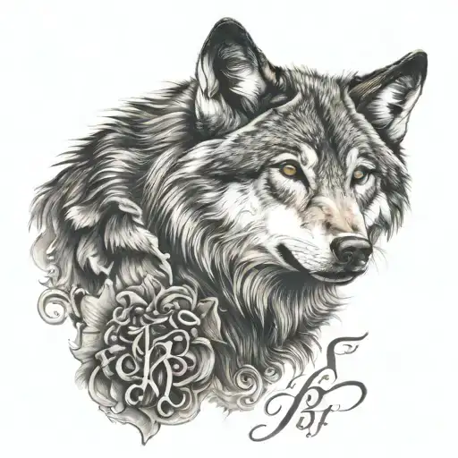 Wolf With The Initials Rj On Its Side