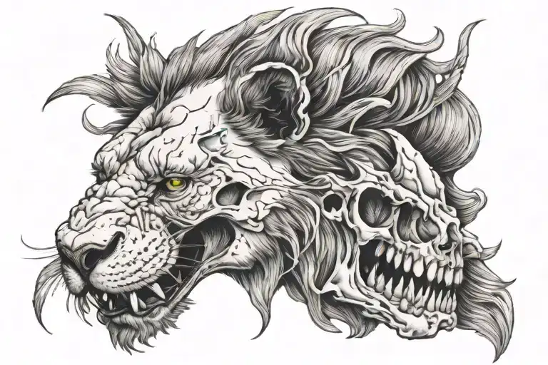 Lion Skull Biting Head