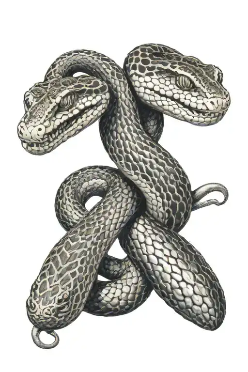 Staff With A Two Headed Snake The Staff Is Gold With One Head Is Black And The Other Head Is White