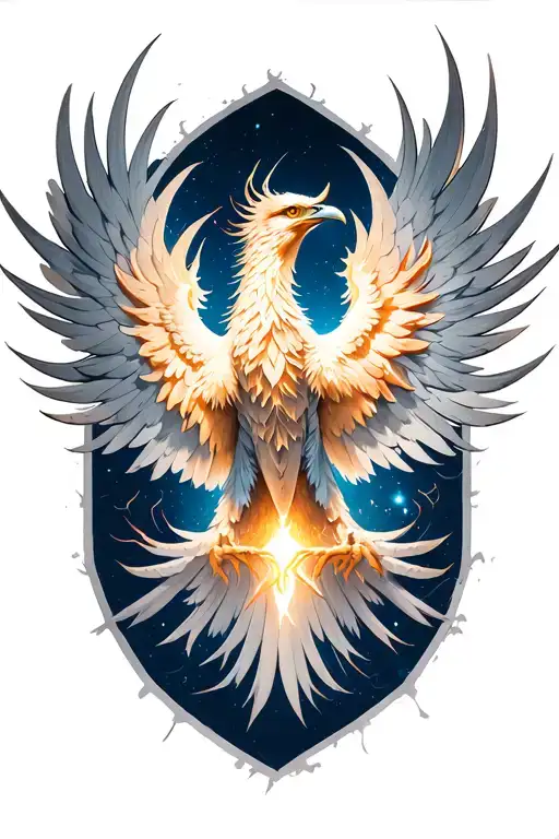 Pheonix Rising Bright Ank Symbol On Chest