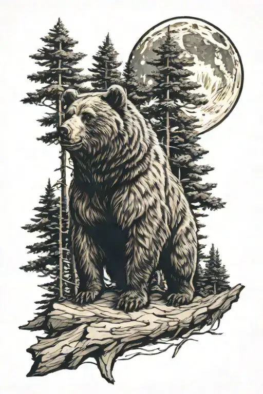 Bear Pines And The Moon