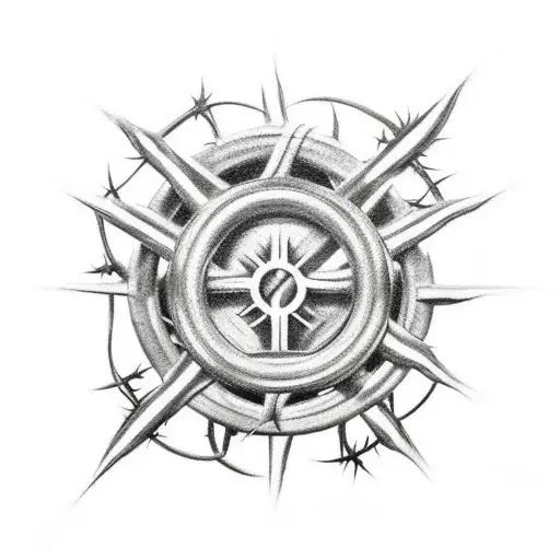 Cross With Crown Of Thorns On Top Of It