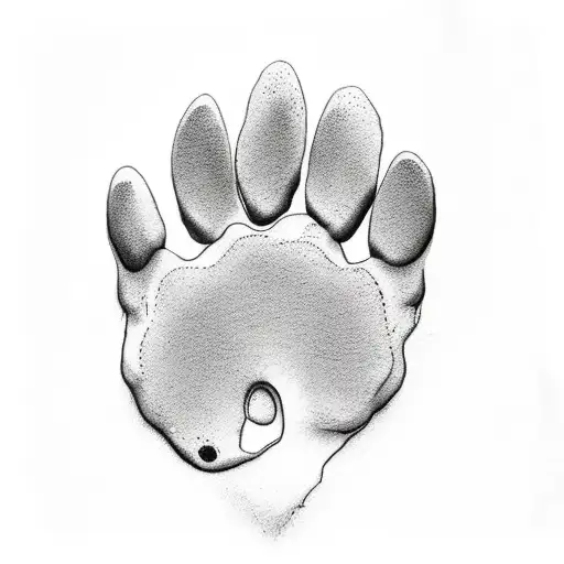 Dog Paw Prints Leading To A Motorcycle