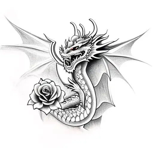 Dragon With Roses