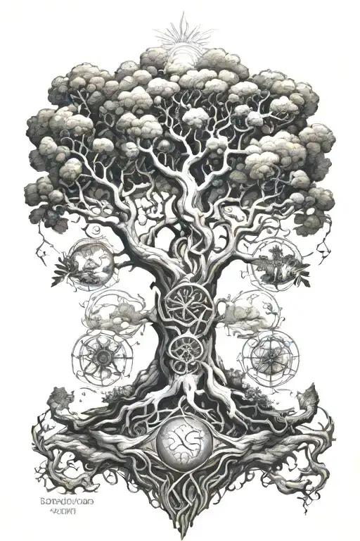 Yggdrasil With Alchemical Symbols