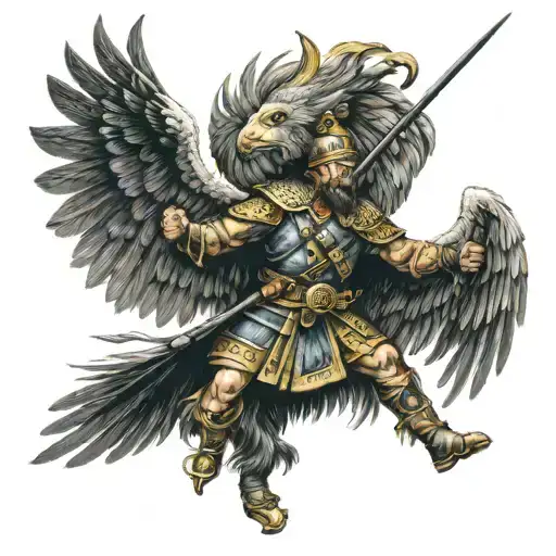 Cossack Piercing A Double-headed Eagle With A Spear With A Trident