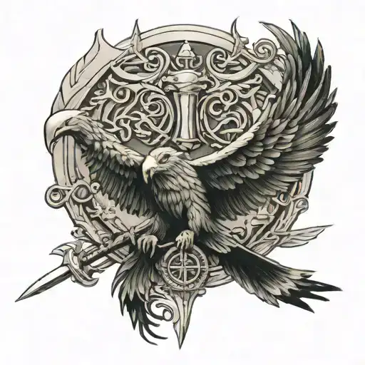 Cossack Piercing A Recumbent Double-headed Eagle With A Trident