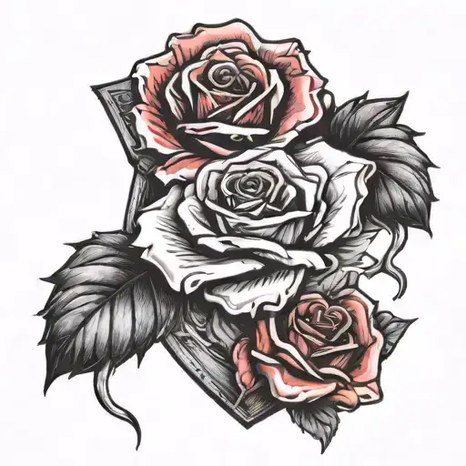 A Police Badge Intertwined With A Bleeding Rose