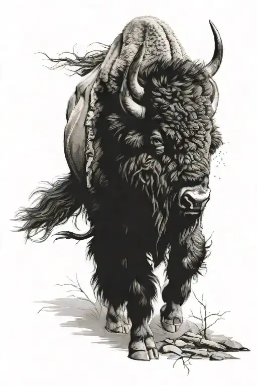 Bison Facing Storm Warrior