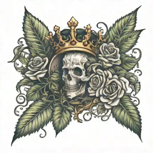 King Crown In Background Weed Tree Vines And Roses