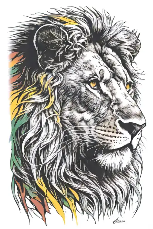 Lion Red Yellow Green Eyes