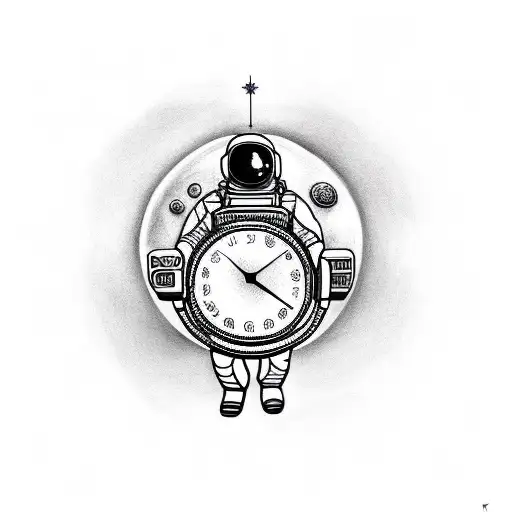 Astronaut Staring Into Giant Clock