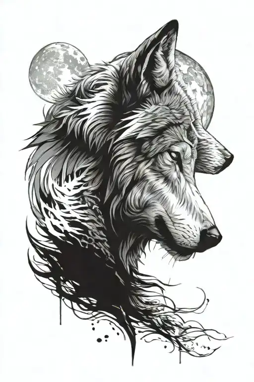 Wolf And Moon