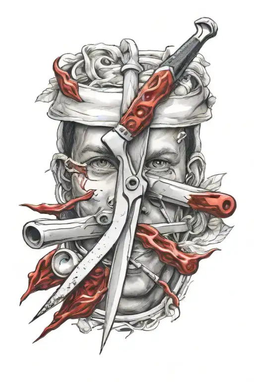 Medical Scalpel With Blood On It Blade