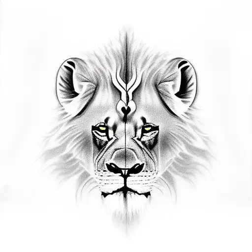 Father Lion And Cub Lion