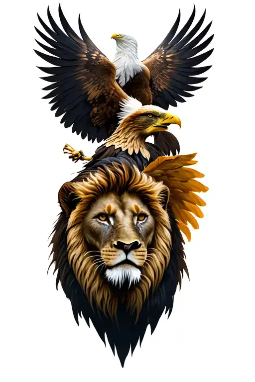 Lion And Spartan Morph With Eagle On Top