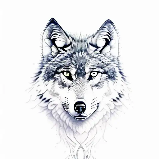 Full Leg Wolf With Date And Xx Face