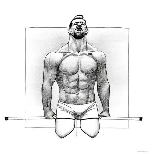 Muscular Male Wrestler In Trunks