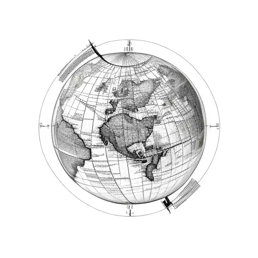 Realistic Globe With Navigational Lines