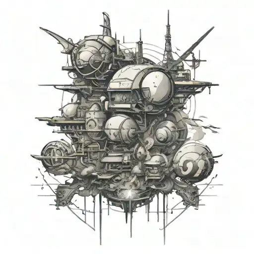 Japanese Theme Merged With Space And Technology