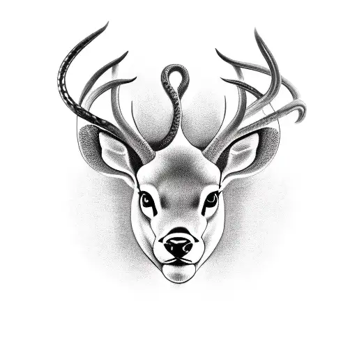 Roebuck Head With A Snake On Its Head