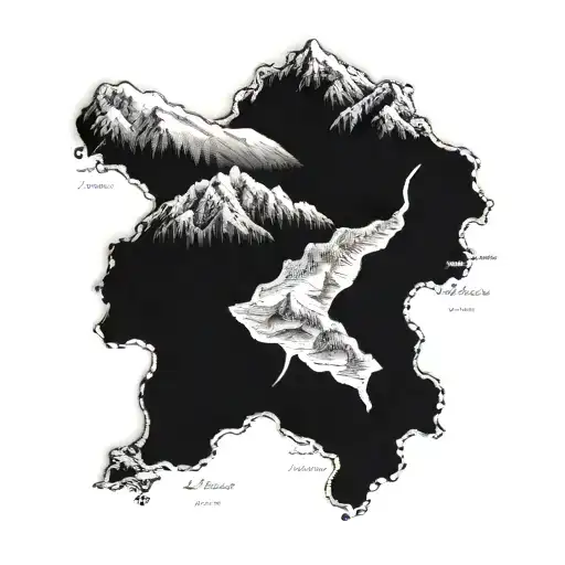 A Tattoo Of A Majestic Mountain Range With A Hidden Map Of Iran Incorporated Into The Design