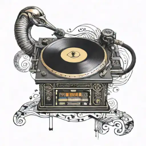 A Dj Turntable With Intricate Egyptian Hieroglyphics Integrated Into The Design