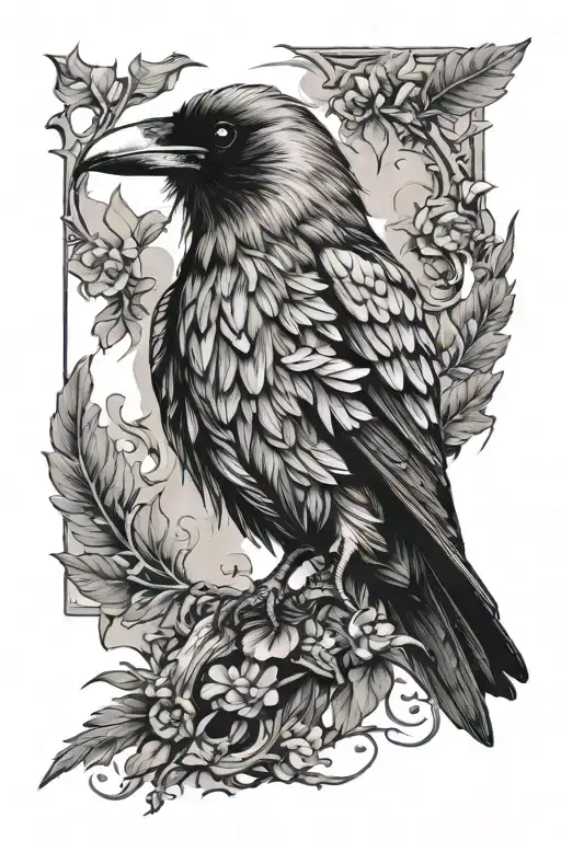 Odin Black And White Raven