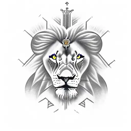 Mid Evil Cross With Lion In The Back