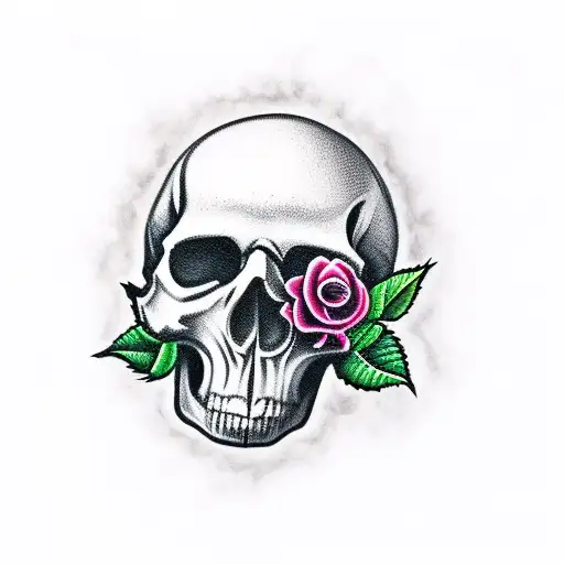 Smokey Skull With Roses
