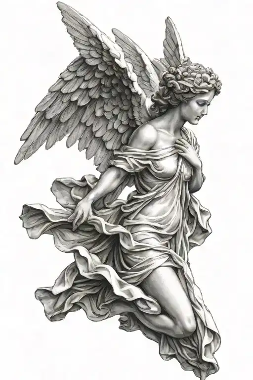 Female Angel Statue With Wings
