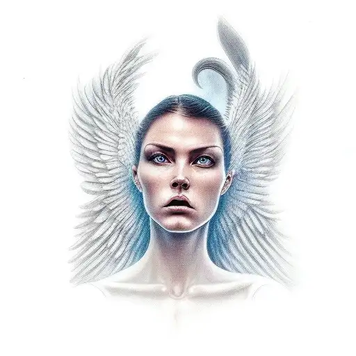 Female Angel On A Cross