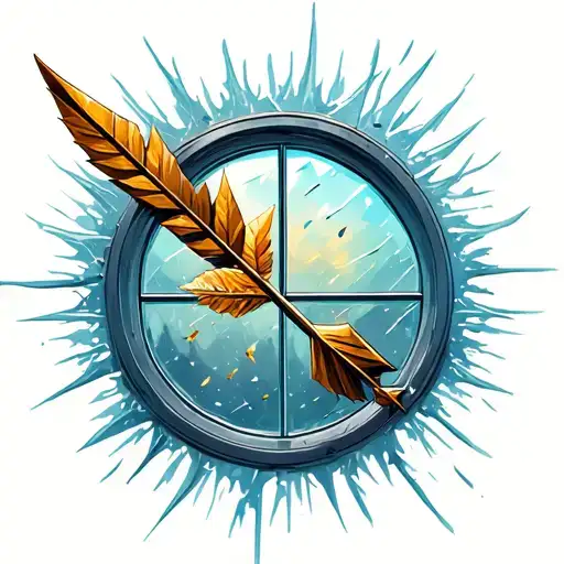 Arrow Coming Through Glass Window