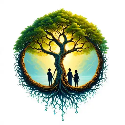 Children And Grandchildren Tree Of Life Intertwined